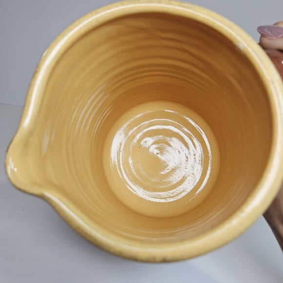 Antique Wisconsin ERIC ANDERSON RED Slip Ware Art Pottery Picher Jug Yellow Dot - Picture 7 of 12